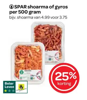 Spar Shoarma of gyros per 500 gram aanbieding