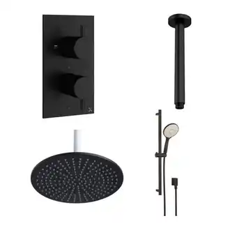 Sanitairwinkel.nl Crosswater mpro inbouwdoucheset - 30cm hoofddouche - plafondarm - glijstangset - ronde handdouche - mat zwart aanbieding