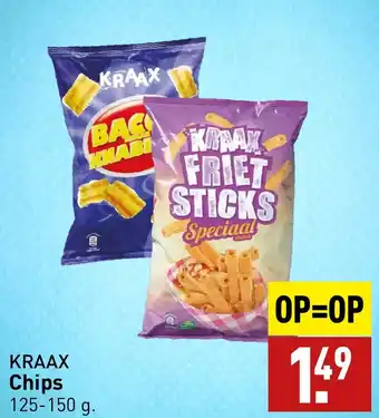 ALDI KRAAX Chips 125-150 g. aanbieding