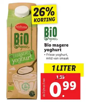 Lidl Bio magere yoghurt aanbieding