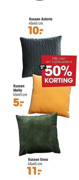 Kwantum Kussen Astoria 45x45 Cm, Kussen Mella 45x45 Cm Of Kussen Enna 45x45 cm aanbieding