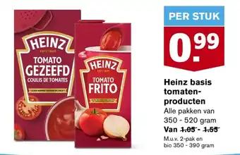 Hoogvliet Heinz basis tomaten-producten van 350 - 520 gram aanbieding