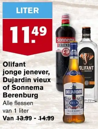 Hoogvliet Olifant jonge jenever, Dujardin vieux of Sonnema Berenburg aanbieding