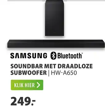 Expert Samsung soundbar met draadloze subwoofer HW-A650 aanbieding