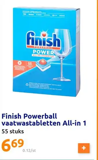 Action Finish Powerball vaatwastabletten All-in 1 55 stuks aanbieding