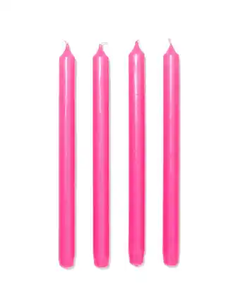 HEMA Hema lange huishoudkaarsen ø2.2x29 fluor roze - 12 stuks (fluor roze) aanbieding