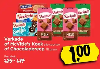 Vomar Voordeelmarkt Verkade of McVitie's koek of Chocoladereep 111g aanbieding