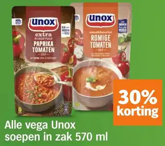 Albert Heijn Alle vega Unox soepen in zak 570 ml aanbieding