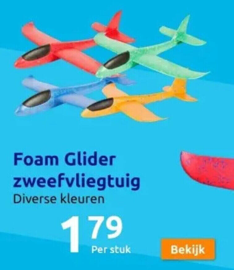 Foam Glider zweefvliegtuig aanbieding bij Action