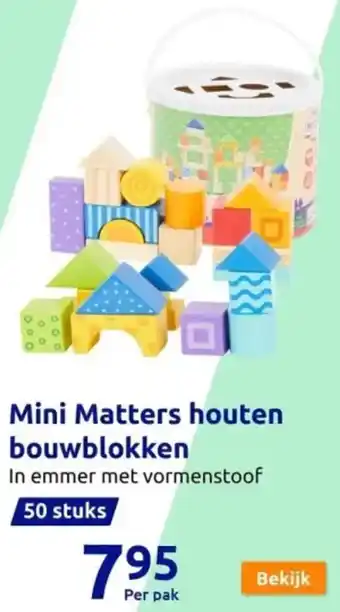 Action Mini Matters houten bouwblokken 50 stuks aanbieding