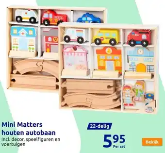 Action Mini Matters houten autobaan 22-delig aanbieding