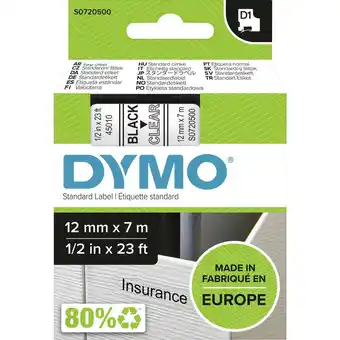 Conrad Dymo 45010 labeltape tapekleur: transparant tekstkleur: zwart 12 mm 7 m aanbieding