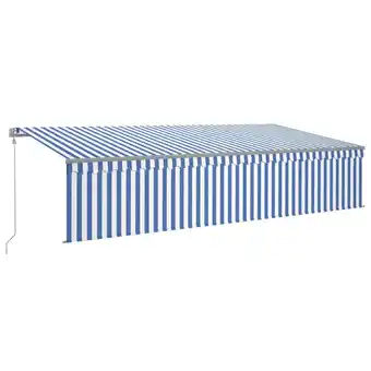 fonQ Vidaxl luifel automatisch rolgordijn led windsensor 6x3 cm blauw wit aanbieding