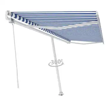 fonQ Vidaxl luifel vrijstaand automatisch 500x350 cm blauw en wit aanbieding