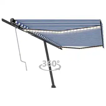 fonQ Vidaxl luifel automatisch met led en windsensor 500x350 cm blauw wit aanbieding