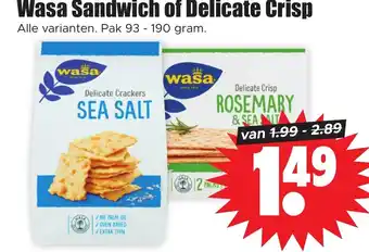 Dirk Wasa Sandwich of Delicate Crisp aanbieding