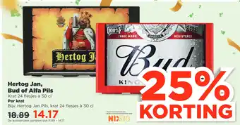 PLUS Hertog jan, bud of alfa pils aanbieding