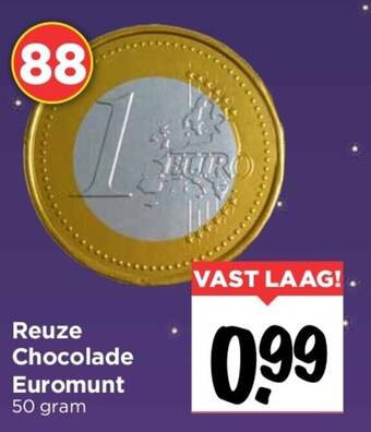 Vomar Reuze Chocolade Euromunt 50 gram aanbieding