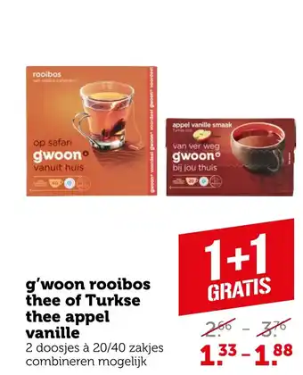 Coop g'woon rooibos thee of Turkse thee appel vanille aanbieding