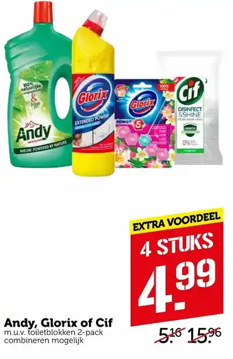 Coop Andy, Cif of Glorix aanbieding