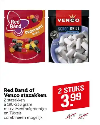 Coop Red Band of Venco stazakken 2 stazakken à 190-235 gram aanbieding