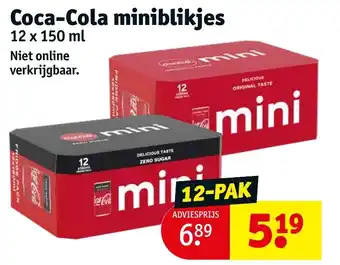 Kruidvat Coca-Cola miniblikjes 12 x 150 ml aanbieding