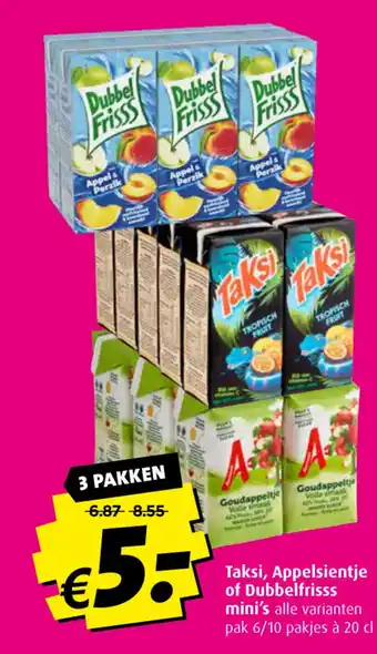 Boni Taksi, Appelsientje of Dubbelfrisss mini's alle varianten pak 6/10 pakjes à 20 cl aanbieding