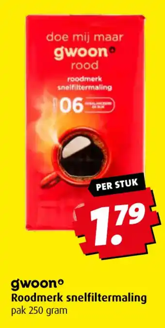 Boni gwoon Roodmerk snelfiltermaling pak 250 gram aanbieding