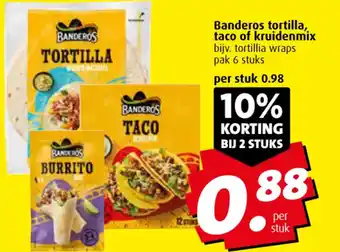 Boni Banderos tortilla, taco of kruidenmix aanbieding