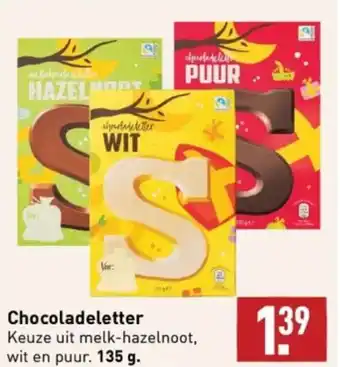 ALDI Chocoladeletter 135g aanbieding