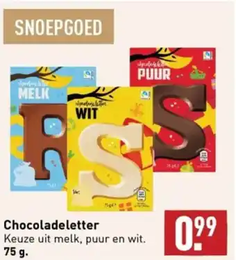 ALDI Chocoladeletter 75g aanbieding