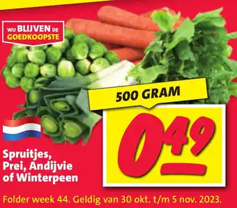 Nettorama Spruitjes, Prei, Andijvie of Winterpeen 500g aanbieding