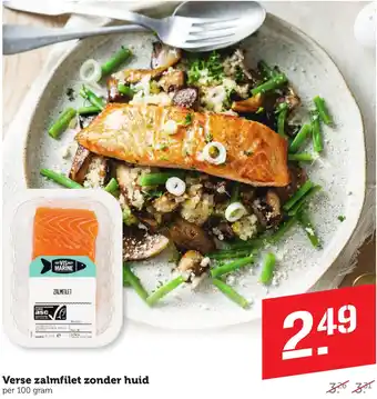 Coop Verse zalmfilet zonder huid 100g aanbieding