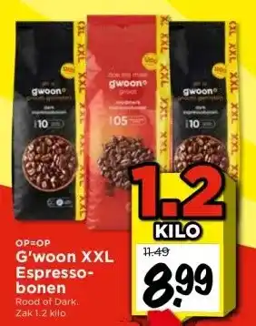 Vomar Voordeelmarkt G'woon xxl espressobonen aanbieding