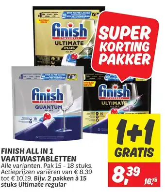 Dekamarkt FINISH ALL IN 1 VAATWASTABLETTEN aanbieding