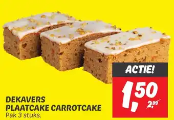 Dekamarkt DEKAVERS PLAATCAKE CARROTCAKE Pak 3 stuks. aanbieding