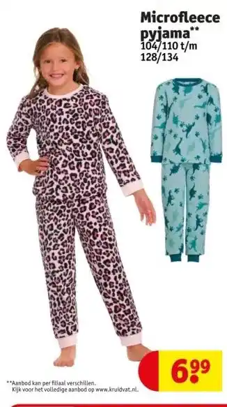 Kruidvat Microfleece pyjama* 104/110 t/m 128/134 aanbieding