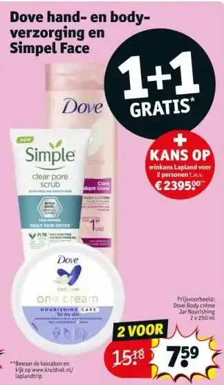 Kruidvat Dove hand- en bodyverzorging en simpel face aanbieding