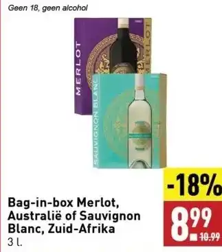 ALDI Bag-in-box merlot, australië of sauvignon blanc, zuid-afrika 3 l. aanbieding