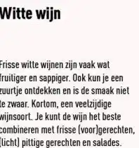ALDI Frisse witte wijnen zijn vaak wat fruitiger en sappiger. ook kun je een zuurtje ontdekken en is de smaak niet te zwaar. korto aanbieding