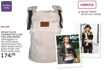 Prenatal Bykay click carrier de luxe pro draagzak verkrijgbaar in de combinaties: almond sand met black teddy inlay & moss green met b aanbieding