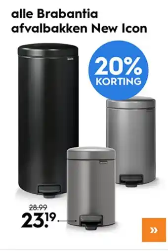 Blokker alle Brabantia afvalbakken New Icon aanbieding