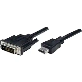 Conrad Manhattan hdmi / dvi adapterkabel hdmi-a stekker, dvi-d 24+1-polige stekker 1.80 m zwart 372503-cg schroefbaar hdmi-kabel aanbieding