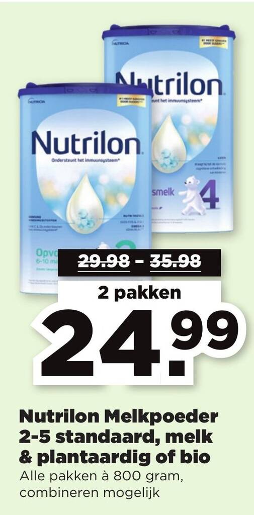 Nutrilon Melkpoeder 25 standaard, melk & plantaardig of bio aanbieding bij PLUS Nutrilon Melkpoeder 25 standaard, melk & plantaardig of bio aanbieding bij PLUS