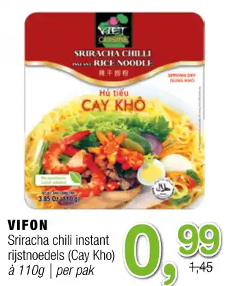 Amazing Oriëntal Vifon sriracha chili instant rijstnoedels (cay kho) à 110g per pak aanbieding