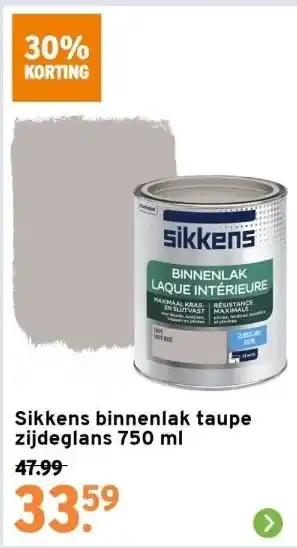 GAMMA Sikkens binnenlak taupe zijdeglans 750 ml aanbieding