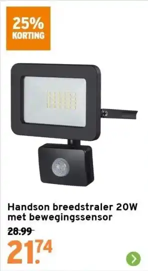 GAMMA Handson breedstraler 20w met bewegingssensor aanbieding