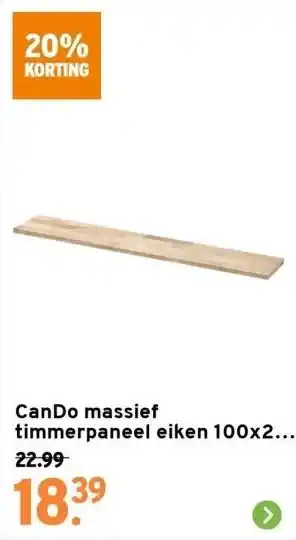 GAMMA Cando massief timmerpaneel eiken 100x20 cm 18 mm aanbieding