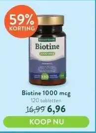 Holland & Barrett Biotine 1000 mcg 120 tabletten aanbieding