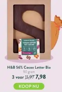 Holland & Barrett H&b 56% cacao letter bio aanbieding